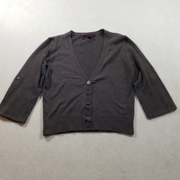 Take out cardigan womens 3/4 sleeves v neck button up cropped sweater ca… - Picture 1 of 9